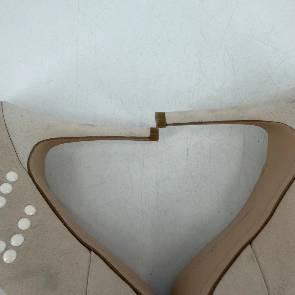French Connection‎ Pump Women Size 41 10.5 Beige Studded Pointed Toe Stiletto